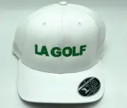 New LA GOLF Putters Core Logo Adjustable Flexfit 110 Mesh Hat Cap White Green