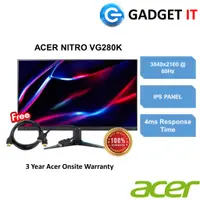 在飛比找蝦皮購物優惠-宏碁 Acer NITRO VG280K 28" IPS 4