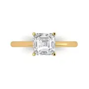 1.5Ct Asscher Cut White Sapphire Solid Gold Solitaire Engagement Promise Ring