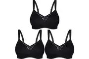 3x Triumph Lacy Wire Free Minimiser N Women Wireless Bra Black Plus Size Bulk