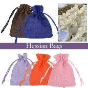 5 Colors Small Burlap Jute Hessian Wedding Favor Gift Bags Drawstring Pouches