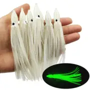 30PCS Luminous Octopus Squid Skirt Glow Soft Lure Hoochies Bait Fishing Lure
