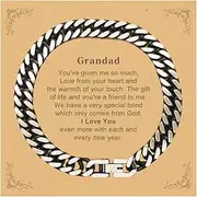 [Generic] Grandad Gift. Best Thank You Gifts for Grandad, I Love You Even More. Appreciation Gifts, Cuban Link Chain Bracelet with Message Card for Grandad, Small, Silver Plated Zinc, Cubic Zirconia