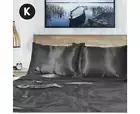 King Size Grey 1000TC Silk Silky Feel Satin Sheet Set