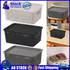 6x Pantry Organization Storage Bins Plastic Storage Baskets with Lid Handle