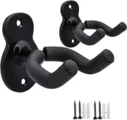 Guitar Wall Mount Wall Hanger 2 Pack Hook Black Metal Guitar Holder