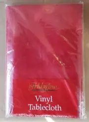 new Vinyl Tablecloth 52" x 90" Oblong flanel back RED COLOR, durable