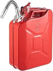 Petrol Cans 5.3Gal / 20L Portable Jerry Gas Can with Flexible Spout System, Rustproof ＆ Heat-resistant Steel Fuel Tank Jerry Cans(Red - 1PC)