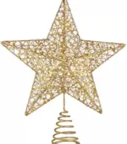 Stobok Christmas Tree Star Topper Lights Xmas Tree Glittered Tree-Top Lamp Ornam