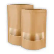 Kraft Paper Stand Up Pouch Resealable Zip Seal Lock Food Bag w/ Window Packaging