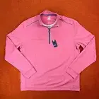 JOHNNIE-O Mens MEDIUM Wells Performance Quarter Zip Pullover Taffy Pink NEW $138