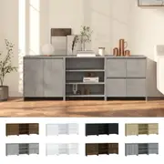 Sideboard 3 Piece Engineered Wood Storage Side Cabinet Multi Colours vidaXL