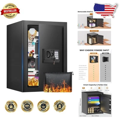 2.5 Cuft Fireproof Home Safe with Digital Lock & Smart Alert for Security