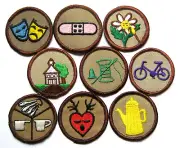 Girl Scout 1970s Nine 9 BROWNIE B PRE TRY-ITS Set Council Own Patch Badge NH
