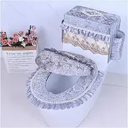 Toilet Lid & Tank Covers Toilet seat， Toilet seat Cushion,Plush Toilet Lid Cover Case with Lace Toilet Seat Covers Warm Soft Bathroom Toilet Seat Cushion Mat Universal(Blue)