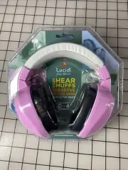 LUCID AUDIO BABY HEAR MUFFS 0-4 PINK AND WHITE NOISE MUFFLE EARMUFFS NEW