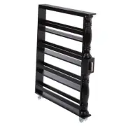 Slim 4 Tier Black Wooden Storage Rack Cart on Wheels for Small Spaces,