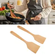 2PCS Wooden Spatula Cooking Turner Beech Wood Long Handle Wide Flat Frying US