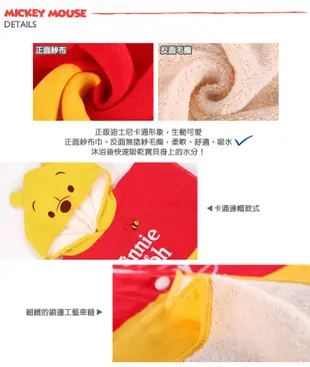 【優貝選】迪士尼兒童連帽浴巾 純棉寶寶浴巾 兒童斗篷浴巾 (6折)