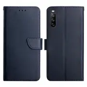 HT02 For Sony Xperia 10 V Nappa Texture Genuine Cow Leather Phone Case Stand Wallet Flip Phone Cover