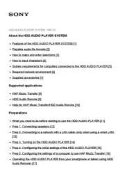Sony HAP-S1 HDD Audio Player Systerm Owners Manual
