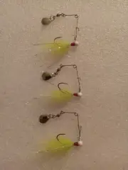 Smoo's Custom Jigs (3) 1/32 Oz. Arctic Fox Hair Spin Jigs Chartreuse *765