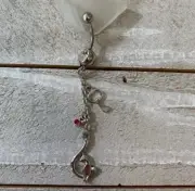 Cat Gem Dangle Belly Button Ring 14 Gauge Surgical Steel New Navel Ring