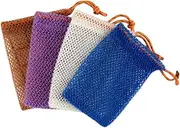 minkissy 4pcs Soap Bar Bag For Shower Soap Foaming Net Pouch For Travel Exfoliating Soap Pouch With Drawstring Soap Bag For Body Washing