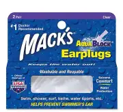Mack's Aqua Block Earplugs Washable & Reusable Extreme Comfort 2 Pair Pack of 6