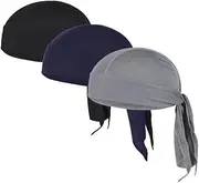[DULSPUE] Sports Bandana Cap – 3 Pieces Bandana Cap Under Cycling Helmet Summer Headscarves Bicycle Hat Headscarf Pirate Cloths Airy Fabric for Swimming Jogging Hiking Mountain Walking Cycling Black