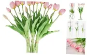 Tulips Artificial Flowers Real Touch, Fake Tulips Bouquet Faux 15 Light Pink