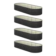 Livsip x4 Raised Garden Bed Kit Planter Oval Galvanised Steel 240cmX80cmX56cm