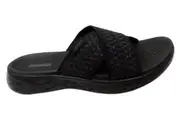 Skechers Womens On The Go 600 Enchanted Black Slide Sandals