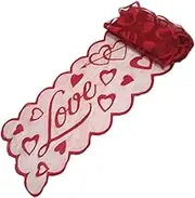 Generic 1pc Heart-Shaped Lace Table Runner Doilies Dining Table Decor Christmas Table Runner Round Tablecloth Xmas Table Decor Mat PVC Rectangle Tablecloth Fitted Table Cover Red Polyester