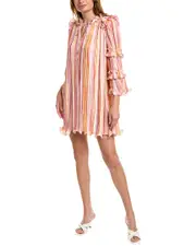 BCBGMAXAZRIA Accordion Pleated Shift Dress