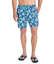 Vineyard Vines Punch Plaid Nautical Navy Marlin Flowers Chappy Trunks Size L