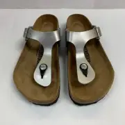 Birkenstock New w/ Box Gizeh Silver Birko Flor Regular Width - Select Size