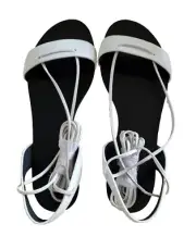 BNIB Wittner White Leather Sandals, Wrap Ankle Ties, Size 36 (RRP$129.95)