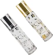 Mikinona 2Pcs Cat Pattern Rollerball Bottles Refillable Essential Oil Containers for DIY Perfume Durable Bottles with Balls Cute Design for Aromatherapy and Travel