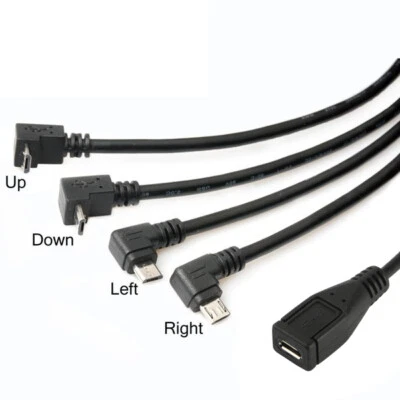 Micro USB 5-Pin Angle Plug Extension Cable Male Female Up Down Left Right 90° AU
