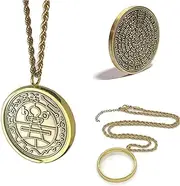 [Generic] Secret Seal Of Solomon + 72 names of God + 1FitAll King Solomon Coin bezel kabbalah seal talisman Necklace, Metal