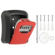 Key Lock Box Wall Mount with Code 4 Digit Combination Key Lockbox, Red