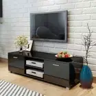 High Gloss Cabinet Entertainment Unit TV Table Stand Drawers Storage Shelf Black