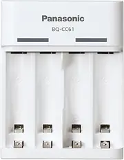 Panasonic Eneloop Universal AA & AAA USB Rechargeable Battery Charger - LED Indicators, Portable 65g Travel Charger, Overcharge Protection, Universal Rechargeable Battery Compatibility (BQ-CC61TA)