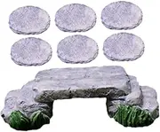 BEBEMOKO 1 Set Micro Landscape Ornament Decor Fountain Hydroponics Artificial Fish Bowl Pot Tank Aquatic Patio Terrarium Kit Water Frog Stepping Stone Air Plant Bonsai Tiny Bridge Resin