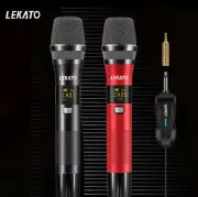 LEKATO UHF Wireless Microphone Rechargeable Cordless Metal Dual Handheld Dynamic
