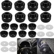 7-141 Body and Cab Mount Bushing Kit Compatible with Chevy Silverado & Sierra 1500 2500 2WD 4WD 1999-2014 Polyurethane Body Cab Mounts + Washers Black (24PCS)