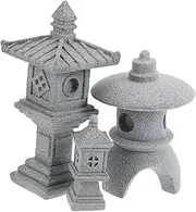 FONDOTIN 3pcs Mini Garden Pagoda Statues Mini Pagoda Statue Decor Fish Tank Pavilion Adornment Tiny Landscape Decoration Micro Rockery Landscape Fish Hiding Place Powder Grey