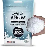 Let It Snow Instant Fake Snow Powder – Made in The USA, Perfect for Kids, Holiday Decorations, Sensory Play, and Slime – 1 Pack, Makes 1 Gallons Snow