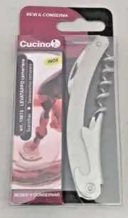 Cucino Stainless Steel Waiter's Sommelier's Corkscrew Wine Opener NEW NIP